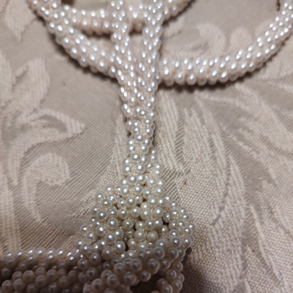 ▫️🎀▫️Elegant Vtg 80's Lusterous Art Deco Style Multi-Strand Seed Pearl Necklace - Picture 12 of 16